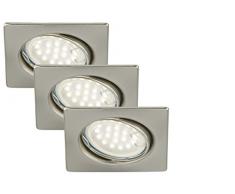 LED Einbauleuchte, Einbaustrahler Set, LED 3x5W 400lm, schwenkbar, geringe Einbautiefe (3cm), direkter Anschluss, kein Trafo notwendig, beliebig erweiterbar, aluminiumfarbig
