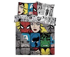 Sleepdown Marvel Comic Tones Bettwäsche-Set für Doppelbett, Baumwoll-Mischgewebe, Grau