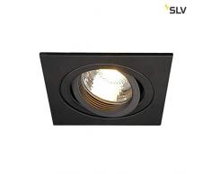 SLV LED Deckeneinbaustrahler NEW TRIA 78 I eckig, QPAR 51, GU10, single, einflammig, LS, Blattfeder, matt schwarz, Einbauleuchte, Deckenstrahler, dreh- und schwenkbare Deckeneinbauleuchte, Indoor