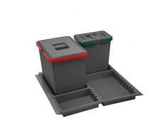 ELLETIPI Metropolis ptc28 06050 1 F C10 PPV Mülleimer Mülltrennung-Schublade, grau, 51 x 46 x 28 cm