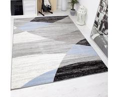 Wohnzimmer Teppich Modern Geometrisches Muster Gestreift Meliert in Blau Grau WeiÃ Schwarz I ÃKO TEX Zertifiziert I VIMODA, MaÃe:60 x 110 cm
