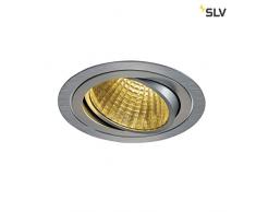 SLV LED Deckeneinbaustrahler NEW TRIA 150 I rund, single, 2700K, CS, Clipfeder, gebürstet aluminium, Einbauleuchte, Deckenstrahler, dreh- und schwenkbare Deckeneinbauleuchte, Indoor