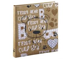 Hama Baby-Fotoalbum Bernd, Album zum Einkleben, 50 weiße Seiten aus Fotokarton, für 250 Fotos im Bildformat 10 x 15 cm, Pergaminschutzseiten, Platz zur Selbstgestaltung, Baby-/Kinderalbum braun