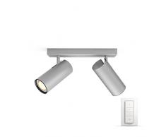Philips Hue LED 2-er Buratto Spot inkl. Dimmschalter, dimmbar, alle Weißschattierungen, steuerbar via App, silber, kompatibel mit Amazon Alexa (Echo, Echo Dot)