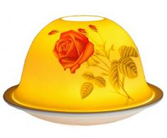 Himmlische Düfte Geschenkartikel DL0089 Rote Rose Windlicht Porzellan 12 x 12 x 8 cm, weiÃ