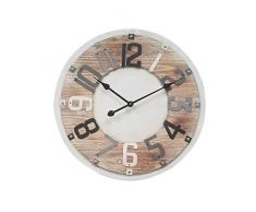 Rebecca Mobili Wanduhr als Wohnaccessoire, Wohnzimmeruhr aus Holz Metall, Beige Braun, modern, für Wohnzimmer Schlafzimmer – Maße: Ø 50 cm x B 4,5 cm - Art. RE4993