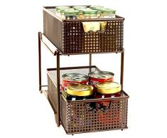 DecoBros Zwei Etagen Mesh Schiebetür Schrank Korb Organizer Schublade Bronze