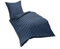 Fleuresse Feinbiber Bettwäsche aus 100% Baumwolle, Fb. 2, Streifen / blau, 135 x 200 cm