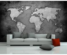 Bilderdepot24 selbstklebende Fototapete Weltkarte - schwarz weiss 230x150 cm - direkt vom Hersteller