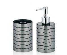 Kela 390132, Badset, 3-tlg, 1 Seifenspender/2 Becher, Kunststoff, Muna, Anthrazit