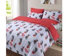 Dreamscene Wendebettwäsche mit Tiermotiv, Koala-Melone, Polyester-Baumwolle, Weiß Rot Grau Koala Punkt, Einzelbett
