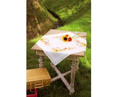 Vervaco Tischdecke Sonnenblumen und Schmetterlinge bedruckte Decke/Läufer mit Webrand, Baumwolle, Mehrfarbig, 80.0 x 80.0 x 0.30000000000000004 cm, 1 Einheiten