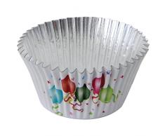 PME Foliengefütterte Backförmchen für Cupcakes, Motiv Luftballons, Standardgröße mit tieferer Füllung, Packung mit 30 Stück