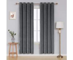 Deconovo decorative curtains for bedroom Samt Vorhänge Halbtransparent, Polyester, Dunkelgrau, 229x117, 2