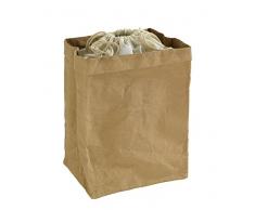 Wenko 54022100 Aufbewahrungstüte Papier groß, Papiertüte zur Aufbewahrung mit Baumwoll-Deckel, Papier, 25 x 38 x 20 cm, Braun