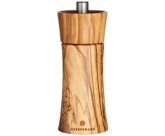 Zassenhaus Pfeffermühle Frankfurt 14 cm, Olivenholz mit stufenlos verstellbarem Hochleistungs-Keramikmahlwerk, befüllt