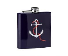 Premier Housewares Backform, 6 oz Flachmann mit Anker-Motiv, Blau