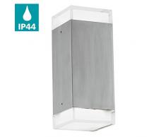 EGLO LED Außen-Wandlampe Tabo-LED, 2 flammige Außenleuchte, Wandleuchte aus Edelstahl, Farbe: Silber, IP44