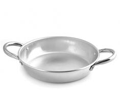 HABI 555 Pfanne Servierpfanne 2 Griffe 22 cm, Aluminium, Silber