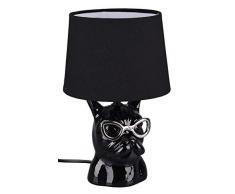 Reality Leuchten Tischleuchte Dosy R50231002, Fuß Keramik Glänzend, Stoffschirm Schwarz, exkl. 1x E14