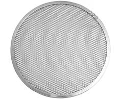 FMprofessional Pizza-Screen, Pizzablech mit Gitterstruktur, Unterlage für Tiefkühlpizza (Farbe: Silber), Menge: 1 Stück