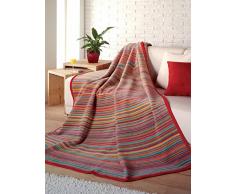 Kuscheldecke Ibena Malang 3599 mit trendigem Streifenmuster / Wolldecke bunt 150x200 cm / Extra weich und anschmiegsam / pflegeleichte Baumwollmischung mit hochwertiger Bandeinfassung