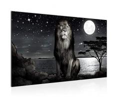 Bilder Afrika Löwe Wandbild 70 x 40 cm Vlies - Leinwand Bild XXL Format Wandbilder Wohnzimmer Wohnung Deko Kunstdrucke Schwarz Weiß 1 Teilig - MADE IN GERMANY - Fertig zum Aufhängen 022914c