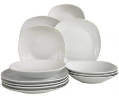 Creatable, 18791, Serie Square Betterwhite, 12 TLG Tafelservice, Porzellan, weiß, 24 x 29 x 29 cm, Einheiten