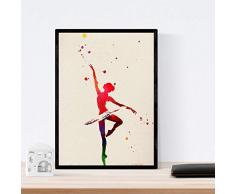 Nacnic Framing Kunstwerk Bailarina DE Ballet Aquarell-Stil. Poster mit Tanzbildern im Aquarellstil gedruckt. Ballett Kunstdruck Inneneinrichtung. Rahmen zum Rahmen. Papier 250 Gramm hohe Qualität