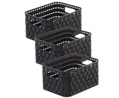 Rotho Country 3er-Set Aufbewahrungskörbe 2 l, Kunststoff (PP), Schwarz, 2 Liter (18,3 x 13,7 x 9,8 cm)