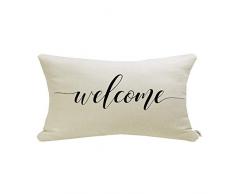 Meekio Farmhouse Kissenbezüge, 30,5 x 50,8 cm, Landhaus rustikale Dekoration Lendenwirbelkissen mit Spruch Einweihungsgeschenke Familienzimmer Dekor 12 x 20 Welcome