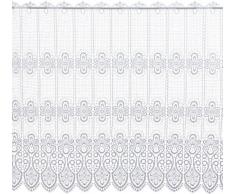Plauener Spitze by Modespitze, Store Bistro Gardine Scheibengardine mit Stangendurchzug, hochwertige Stickerei, Höhe 83 cm, Breite 176 cm, Weiß