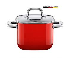 Silit Quadro Red Kochtopf quadratisch hoch 18cm, Glasdeckel, Fleischtopf 3,7l, Silargan Funktionskeramik, stapelbar, Topf Induktion, rot