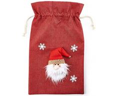 HEITMANN DECO Nikolaussack - Weihnachts-Jutesack, Stoff-Geschenksack, Geschenkbeutel rot - 3D Weihnachtsmann