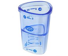 Dr. Oetker Messbecher 4 cl, Messkanne aus robustem Kunststoff, dreiecksförmiger Messbecher mit vielfältiger Skalierung, Maßangaben in cl und EL, (Maße: 5x7x5 cm), (Farbe: blau), Menge: 1 Stück