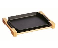 Staub Teller mit Holzunterlage, rechteckig (33 x 23 cm, 1 L) schwarz