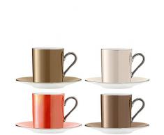 LSA International 0,1 Liter Metallic Polka Kaffee Tasse und Untertasse, Sortiert (4 Stück)