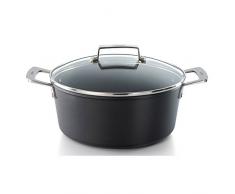 Valira 4669/25 Schmortopf aus Aluminiumguss mit Deckel und Metallgriffe, 24 cm, Schwarz