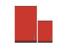 Milan 8907 020 2110 Set Handtuch und Gästehandtuch Frottier, 100% Baumwolle, Rot/Schwarz, 100 x 60 x 1 cm