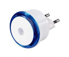 Hama LED Nachtlicht mit Dämmerungssensor, stromsparendes Orientierungslicht für die Steckdose, nur 0,8 W, blau