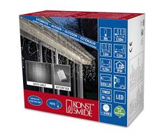 Konstsmide 3739-102 LED Eisregen Lichtervorhang / für Außen (IP44) / Batteriebetrieben: 2 x D 1.5V (exkl.) /mit Lichtsensor und 6h und 9h Timer / 80 warm weiße Dioden/ weißes Kabel