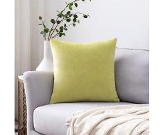 MIULEE Kissenbezüge, Samt, weich, dekorativ, quadratisch, für Sofa, Schlafzimmer, Auto 22x22 Chartreuse Green