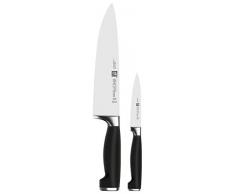 Zwilling 33418-000-0 Twin Four Star II Messerset, 2-tlg., Rostfreier Spezialstahl, Zwilling Sonderschmelze, Kunststoff, Edestahlapplikation, 420 x 95 mm, schwarz