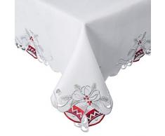 EUROFIRANY Tischdecke Weihnachten Weihnachtstischdecke Wieß Rot Tischtuch Weihnachtstischdeko 110x160 cm Tischläufer Christmas Sterne Deko Tischdekoration