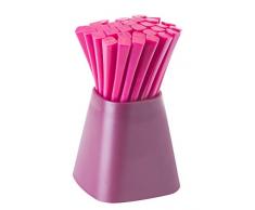 VIGAR Cocktail Set mit 30 Snack Spieße wiederverwendbar, Stahl, Granatrot, 6x6x10.5 cm