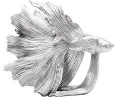 Kare Design Deko Objekt Betta Fish Silber Klein, silberner Fisch als Accessoire für das Wohnzimmer, in verschiedenen Ausführungen erhältlich (H/B/T) 36,5x33,5x14cm