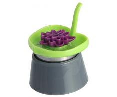 Fackelmann Tee-Ei mit Becher Lotus, Teesieb aus Edelstahl, Teeball mit Schwimmer (Farbe: Grün/Lila/Grau), Menge: 1 Stück