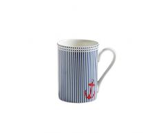 Maxwell & Williams S88002 Nautical Becher, Kaffeebecher, Tasse, blau gestreift, in Geschenkbox, Porzellan