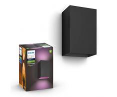 Philips Hue White and Color Ambiance LED Außenwandleuchte Resonate, dimmbar, bis zu 16 Millionen Farben, steuerbar via App, kompatibel mit Amazon Alexa (Echo, Echo Dot), schwarz