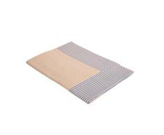 Vaitkute 210001 Halbleinen Tischdecke Milda 90 x 90 cm, 53% Leinen, 47% Baumwolle, 40 Celsius waschbar, 190 g / m2, mit Rahmensaum natur / blau gestreift